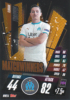 Florian Thauvin Olympique Marseille 2020/21 Topps Match Attax CL Matchwinners #MW14